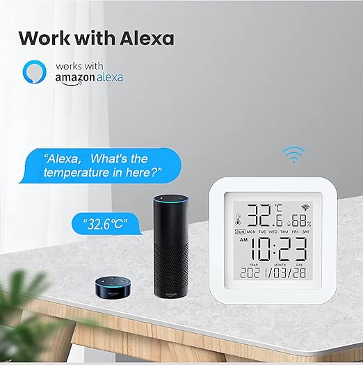 Smart WiFi Temperature Humidity Monitor: TUYA Wireless Temperature Humidity Sensor with APP Notification Alerts, WiFi Thermometer Hygrometer for Home Pet Garage,Compatible with Alexa - Image 6
