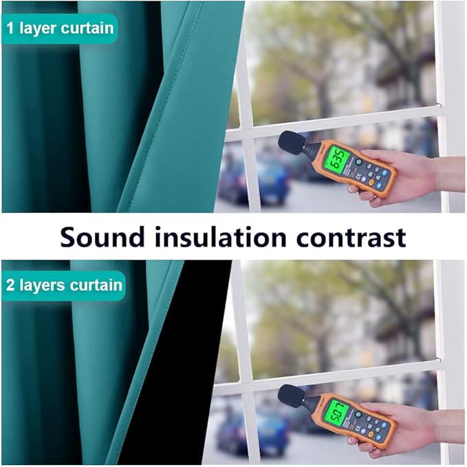 NICETOWN Peacock Teal Full Shading Closet Curtains, Privacy Room Divider Curtain Screen Partitions, Super Heavy-Duty Thermal Backing Sliding Glass Door Drape(1 Panel, 100 inches W x 84 inches L) - Image 4