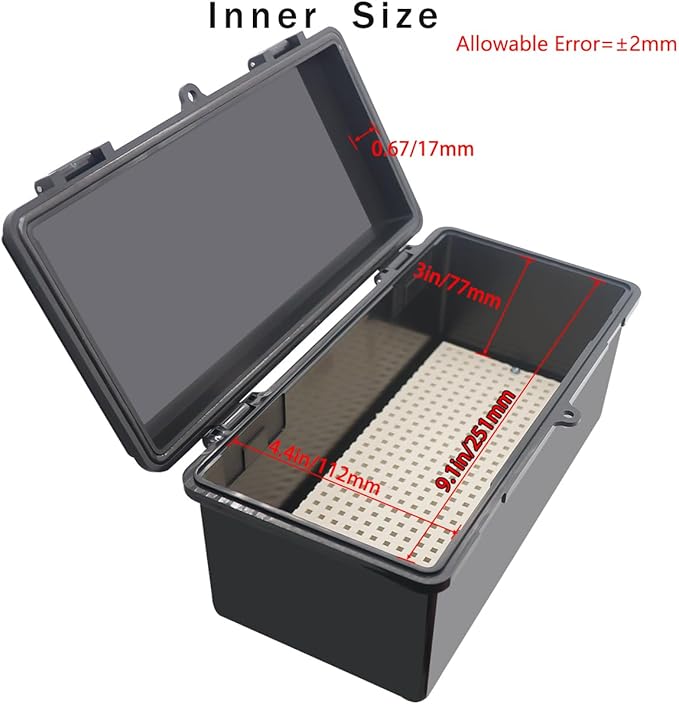 Junction Box, Hinged Black Cover IP67 Waterproof ABS Project Box with Mounting Plate Electrical Box Enclosure with Wall Bracket 10.6 x 5.1 x 4.3inch(270x130x110mm) - Image 3