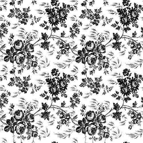 Magic Cover Non-Adhesive Vinyl Counter Top, Shelf Liner for Drawers, Shelves, Counters, and Craft Projects, Easy to Use, 12'' x 5', Toile Black - Image 2