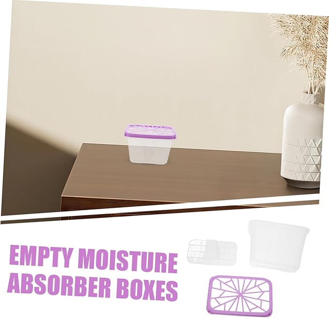 Happyyami 4Pcs Reusable Moisture Absorber Box Large Capacity Plastic Holder for Humidity Control in Wardrobe Cabinet Shoe Storage Versatile Indoor Use Sustainable - Image 8