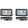 2-Pack Mini Digital Hygrometer Thermometer Gauge with Probe LCD Display Temperature Fahrenheit Humidity Meter for Incubator Reptile Plant Terrarium Sealed Containers Guitar Case by BuynowonVeanic