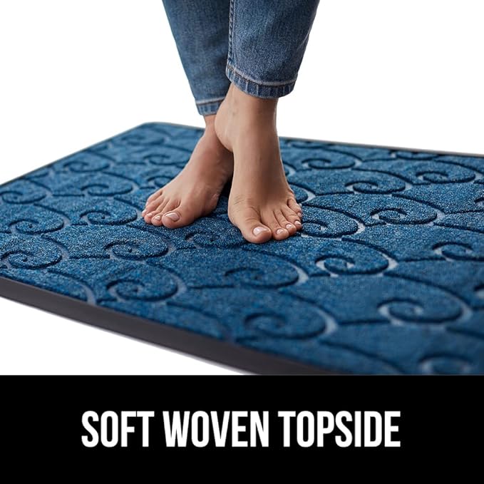 GORILLA GRIP 100% Waterproof All-Season WeatherMax Doormat, 47x35, US Designed Natural Rubber, Stain and Fade Resistant, Low Profile Indoor Outdoor Door Mats, Easy Clean Patio Mat, Ocean Blue Waves - Image 7