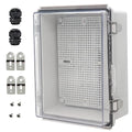 Zulkit Junction Box IP67 Waterproof Electrical Box Hinged Clear Cover Stainless Steel Latch Plastic Enclosure for Project w Mounting Plate Wall Bracket and 2 Cable Gland 8.7"x6.7"x4.3"/220x170x110mm by Zulkit