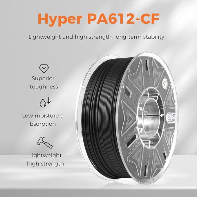 Creality Hyper PA612-CF 1.75mm 1KG, Halloween Gifts 3D Printer Filament - 15% Carbon Fiber Nylon Filament Reinforced - High-Strength, Low-Hygroscopic & Precision Molding for Industrial Applications - Image 2