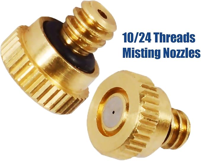 KUWAN 0.016" Orifice (0.4mm) Thread UNC 10/24 Brass Misting Nozzles Low Pressure Atomizing Misting Sprayer Water Hose Nozzle for Greenhouse, Landscaping, Outdoor Cooling Mister System (5PCS) - Image 3