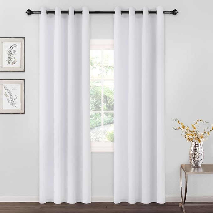 MYSKY HOME White Curtains for Bedroom, Grommet Room Darkening Curtains for Living Room, Vertical Blinds Privacy Thermal Insulated Curtains, 1 Curtain Panel, 52 x 84 Inch, Pure White - Image 8