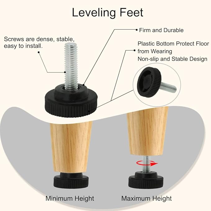uxcell M8 x 25 x 30mm Screw on Furniture Glide Leveling Feet Adjustable Leveler Pad for Chair Industrial Machine Desk Leg 2 Pack, Black and Silver Tone - Image 4