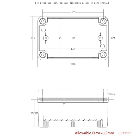 Junction Box,IP67 Waterproof ABS Black Project Box Clear Cover with Mounting Plate Electrical Box Enclosure for Outside Electronics 5.1 x 3.1 x 2.8inch(130x80x70mm) - Image 6