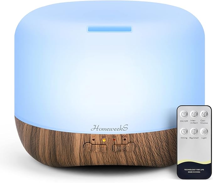 Aromatherapy Essential Oil Diffuser for Room: Air Humidifier Aroma Scent Cool Mist Diffuser Colorful Lights Wood Cute Small Large Waterless Auto Off Ultrasonic Diffusers for Home Bedroom (300ml) by Homeweeks