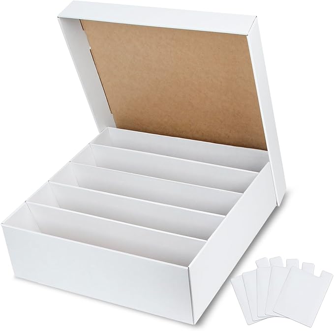 4 Pack Trading Card Storage Box - 5 Rows, Cardboard Storage Box holds 1100+ Top Loaders, Graded Card Holder Organizer Case fits PSA/HGA Slabs - Image 7