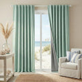 RYB HOME 100% Blackout Linen Textured Curtains 84 inches Long, Thermal Insulating Privacy Energy Saving for Bedroom Living Room Window Office Theater Baby Nursery, W 52 x L 84 in, Aqua, 2 Panels by RYBHOME