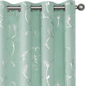 BUHUA Aqua Blackout Curtain 2 Panel Set Silver Vine Foil Print Thermal Insulated Drapes Room Darkening Curtains Grommet Window Treatment, 52 x 63 Inch, Aqua by BUHUA