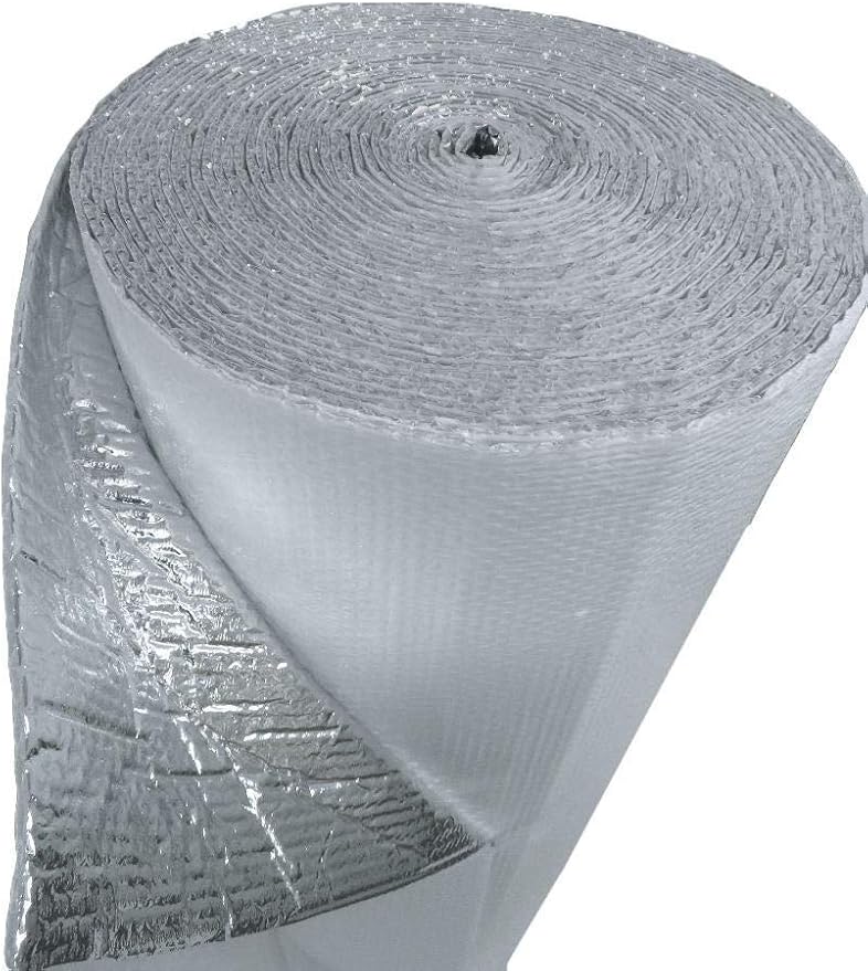 (24inch x 50ft) NASATECH White / Foil Double Bubble (XTemp) Reflective Insulation Radiant Barrier Roll : Metal Building Basement Vapor Barrier Pole Barn Crawlspace Walls Etc - R8 - Image 3
