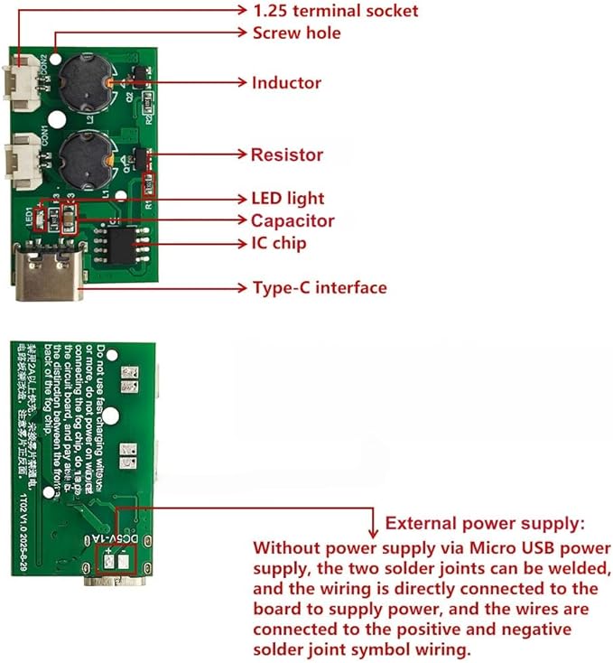 2Pcs DC5V Humidifieration Atomization Disc Type-C Interface 1 To 2 Double Nozzle Spray No Switch Humidifier Module DIY Atomization Control Drive Circuit Board - Image 2