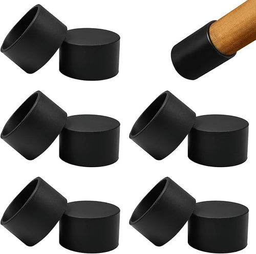 10 Pcs 1-1/2" (39 mm) Round Chair Leg Tips Caps, Silicone Rubber Furniture Leg Floor Protectors, Reduce Noise Folding Metal Chair Leg Cap Replacement for Bar Stool Leg Patio Indoor, Black by BOPOREAE