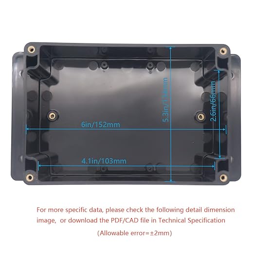 Junction Box, Zulkit Project Box Waterproof Dustproof IP65 ABS Universal Electrical Boxes Enclosure with Fixed Ear Black 6.30 x 4.33 x 3.54 inch (160 x 110 x 90 mm)(Pack of 1) - Image 5