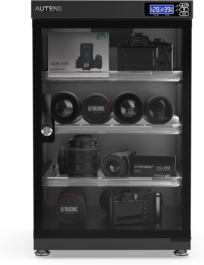 AUTENS 80L Dehumidifying Dry Cabinet Box, Digital Control Noiseless and Energy Saving, 4 Layers for DSLR SLR Camera Lens and Electronic Equipment Storage,Temperature Humidity LED Dual Screen - Image 6
