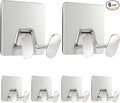 Shower Hooks for Inside Shower - Extra Sticky Stainless, Razor Holder Accessories, Wall Mounted Self-Adhesive Double Hooks for Razor, Loofah, Towel, Shaver, Coat, Key, Silver 6 Pack by susswiff