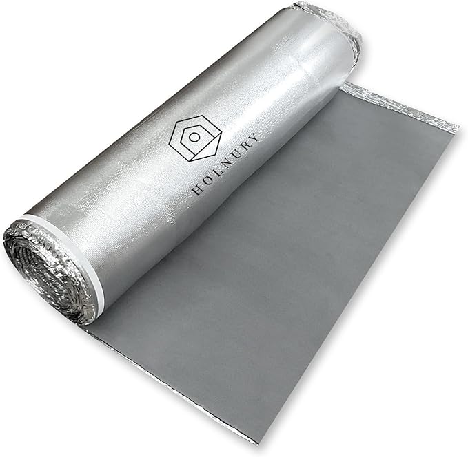 3-in-1 Acoustic Premium Floor Underlayment - 200 sqft Roll - 3mm Thick EVA with Silver Foil Vapor Barrier - Moisture Barrier, Thermal Insulation, Sound Insulation (Green Protect) by HOLNURY