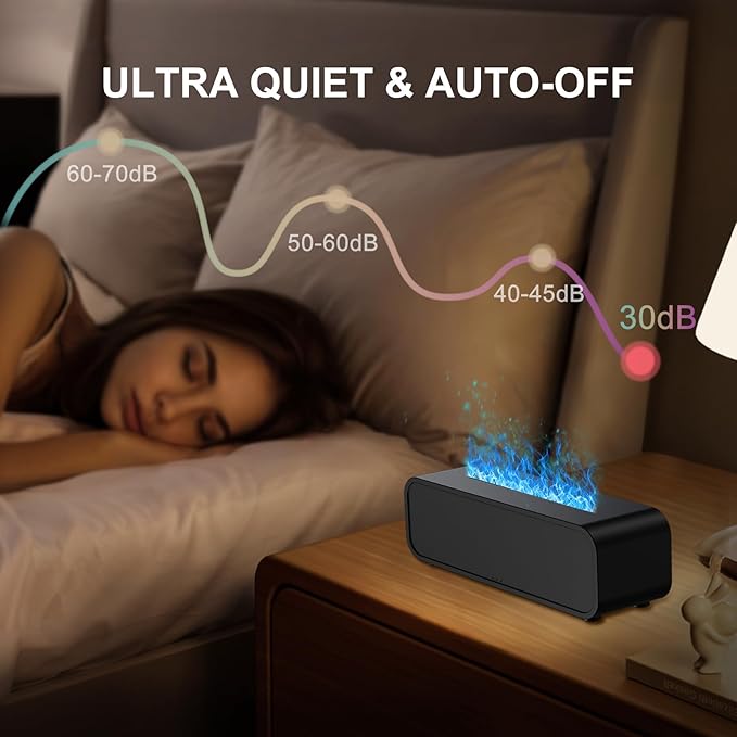 Colorful Flame Air Aroma Diffuser Humidifier, Dynamic Fire Flame Sound Pickup Aromatherapy Diffuser for Home Office Room(Remote, Timer & Auto-Off, 150ml) - Image 3