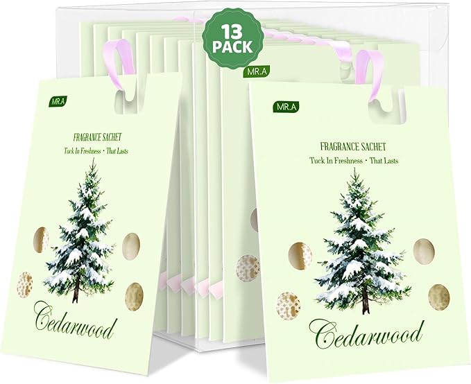 13 Packs Cedar Sachet Bags for Drawer and Closet, Fresh Scents Drawer Deodorizers Long Lasting Air Freshener for Home House Fragrance, Cedar for Closets Car Air Frehener by MR.A