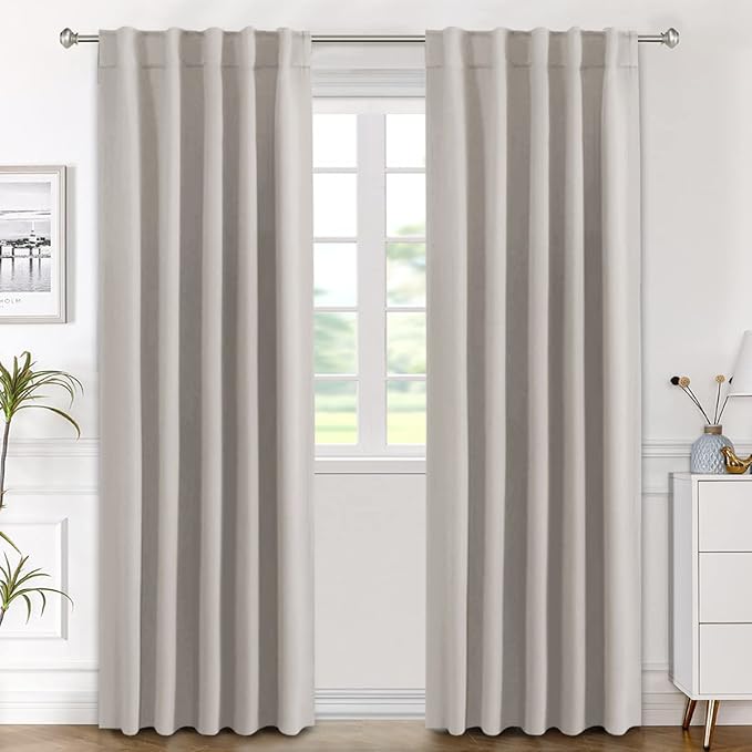 H.VERSAILTEX Blackout Curtains Thermal Insulated Window Treatment Panels Room Darkening Blackout Drapes for Living Room Back Tab/Rod Pocket Bedroom Draperies (2 Panels, Stone, 42 x 84 Inch) by HVERSAILTEX