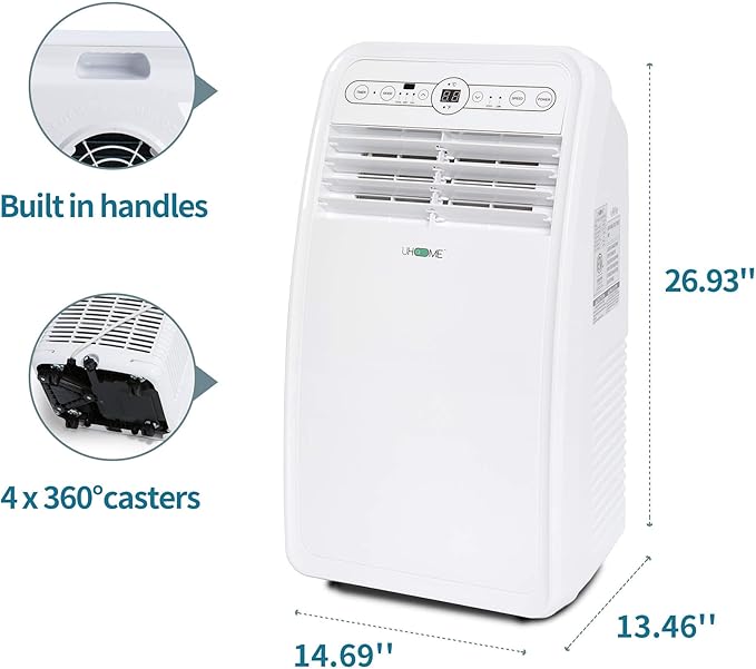 Uhome Portable Air Conditioner, 8000 BTU Compact AC Unit with Cooling, Dehumidifier, Fan, Remote Control and Window Mount Kit Included, White - Image 7