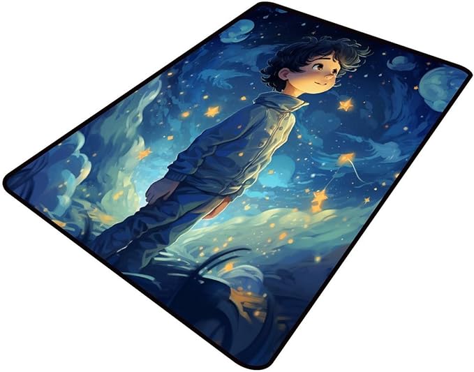 Floor Covering, Star Boy Pattern Printing Foldable Area Rugs Fade Resistant, Flame Resistant, Quick Dry, Stain Resistant, Waterproof Floor Carpet for Living Room Bedroom, 18 x 30 Inch by Snarena