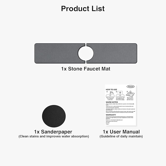 20" x 4" Stone Faucet Mat for Kitchen Sink, Quick Drying Diatomite Sink Tray, Faucet Sink Splash Guard for Prevents Moisture Buildup (Dark Gray) - Image 7