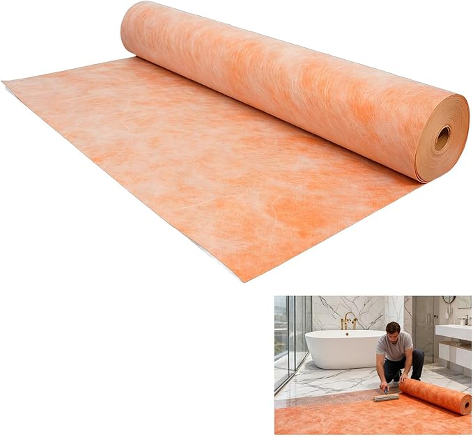 3.3 FT x 98.5 FT Waterproof Membrane for Shower, 23.6 mils Thick Underlayment Waterproof Polyethylene 323 sq ft, Walls Tile Underlayment Fabric for Sauna Bathroom, Bathroom by Noliven