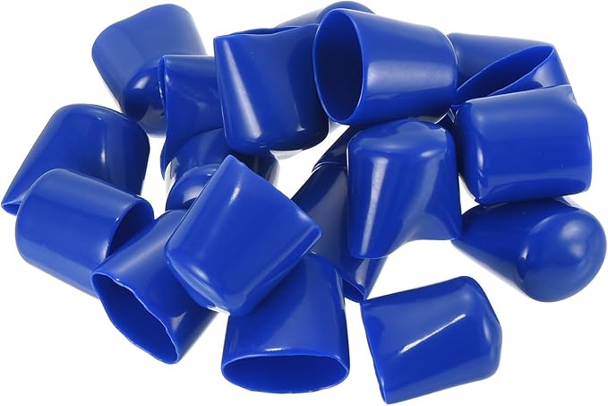 uxcell 20pcs Rubber End Caps 22mm ID Vinyl Round Tube Bolt Cap Cover Screw Thread Protectors Blue - Image 4