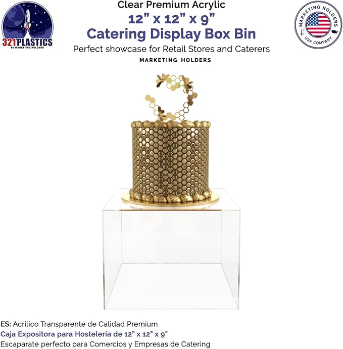 4 Pack 12" x 12" x 9" Clear Acrylic Display Box with One Open Side No Lid Versatile Square Dust Cover Retail Product Riser or Merchandise Storage Bin by Marketing Holders - Image 4