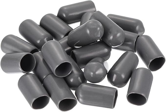 uxcell 20pcs Rubber End Caps 8mm ID Vinyl PVC Round Tube Bolt Cap Cover Screw Thread Protectors Dark Grey - Image 4