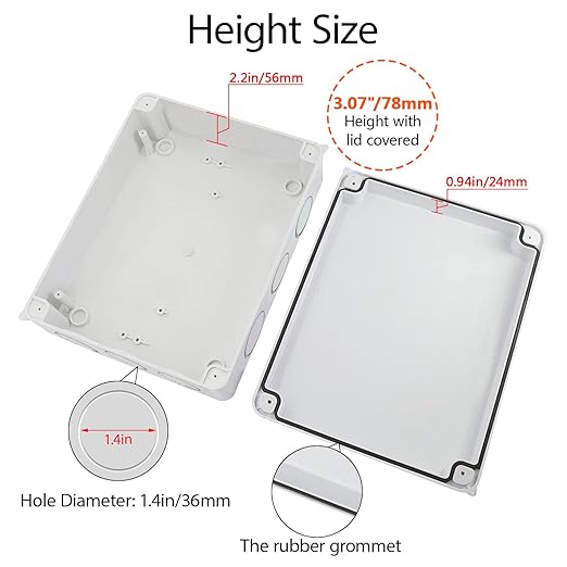 LeMotech Junction Box, Electrical Box IP65 Water Resistant Dustproof ABS Plastic Project Enclosure for Electronics White 10 x 7.9 x 3.1 inch - Image 5