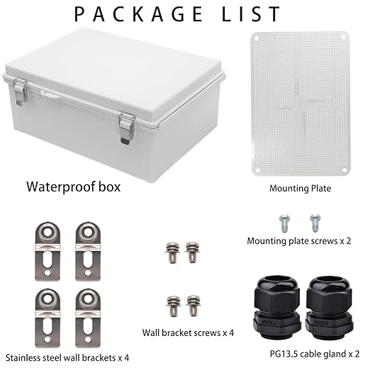 Outdoor Waterproof Electrical Box Junction Box Weatherproof IP67 ABS Plastic Enclosure Switch Router Project Box Electronics Enclosure with Mounting Plate Wall Bracket Grey 14.6"x10.6"x5.9" - Image 4