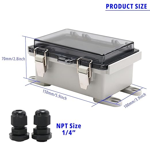 MAKERELE ABS Plastic Small Outdoor Waterproof Box Clear Hinged Shell Outdoor Universal Project Enclosure with Transparent Cover 5.9×3.9×2.8 inch(150×100×70mm) - Image 2