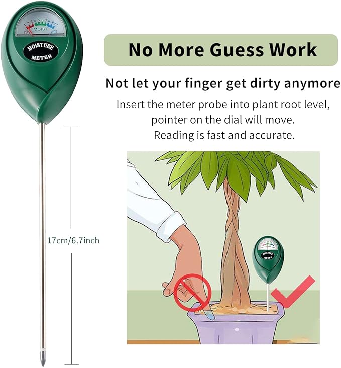 Soil Moisture Meter, 2 Pack Plant Water Meter Soil Meter Moisture Sensor Hygrometer for Indoor Outdoor Plant Care,No Battery Needed(Green + Black) - Image 4