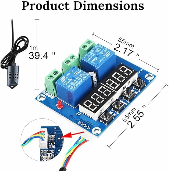 DC 12V XH-M452 Thermostat Dual Output Temperature Humidity Thermometer Hygrometer Control Module LED Digital Display - Image 3