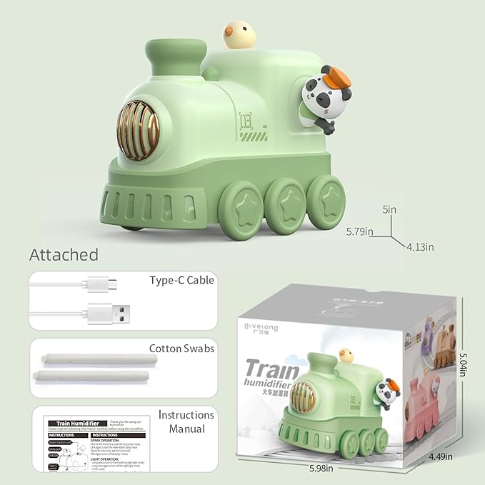 Portable Mini Humidifier,300ml USB Desktop Personal Cool Mist Small Humidifiers,2 Mist Modes,Auto Shut-Off,Mute for Bedroom/Home/Nursery/Office,Cute Mini Humidifier With Night Light (Green) - Image 2