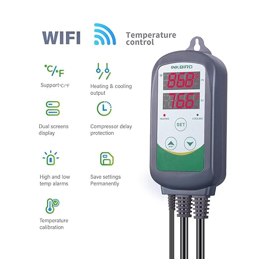 Inkbird WiFi ITC-308 Digital Temperature Controller Thermostat Remote Monitoring Controlling Home Brewing Fermentation Breeding Incubation Greenhouse - Image 2