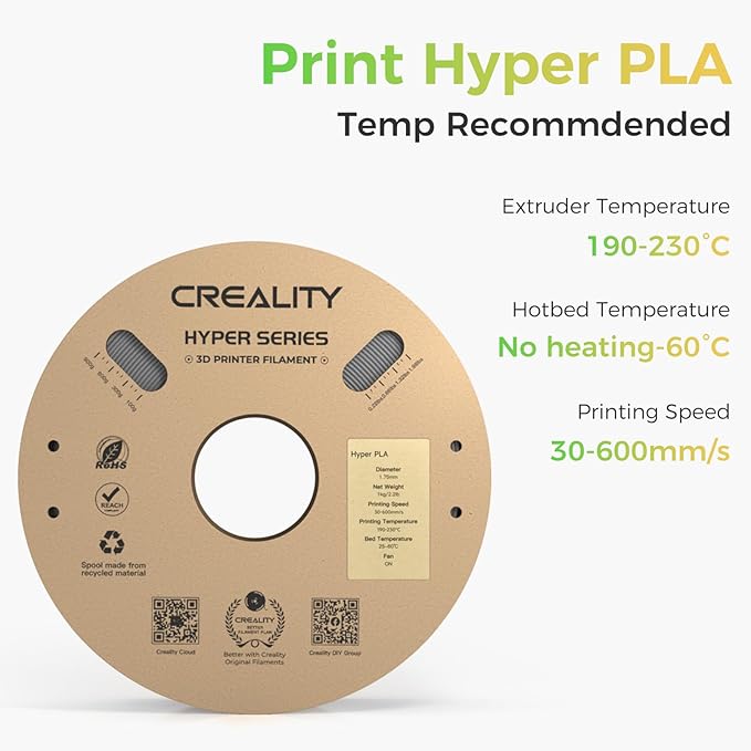 Creality Hyper PLA Filament Bundle Gray 2KG, Up to 600mm/s High Speed 3D Printer Filament PLA Gray, No-Tangling Stronger Toughness Fit Most 3D Printers - Image 7