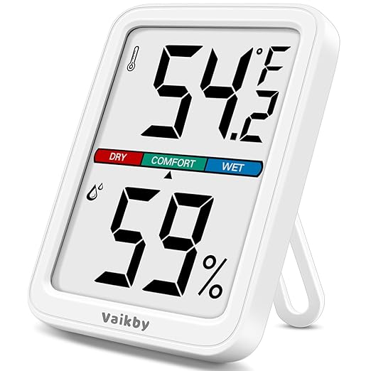 Vaikby Precision Hygrometer - Indoor Humidity Meter and Room Thermometer with Temperature Gauge, Digital Monitor for Home Comfort, Wall-Mounted or Tabletop, Energy-Efficient Sensor for Nursery & House by Vaikby