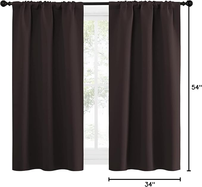 NICETOWN Kitchen Curtains Thermal Insulated Curtains & Drapes, Small Window Blackout Curtain Panels for Girls Room (Toffee Brown, 34" Wide x 54" Long, 2 Panels) - Image 10
