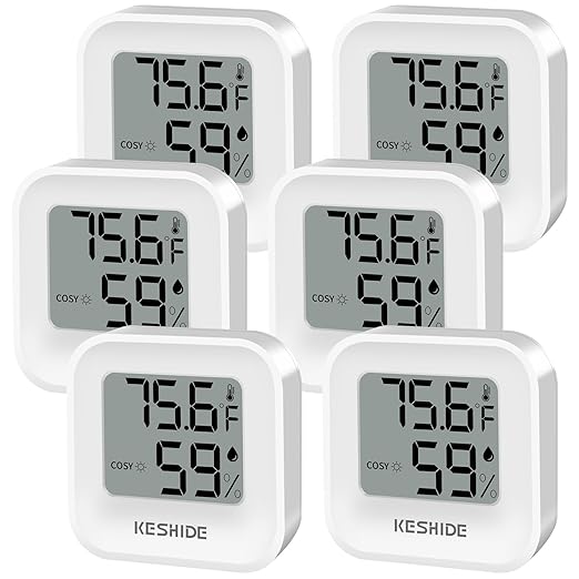 Digital Hygrometer Thermometer for Room Temperature Humidity Meter Indoor Thermometer Accuracy Calibration LCD Temperature Sensor, Bedroom, Baby Room, Office, Greenhouse, Cellar by KESHIDE