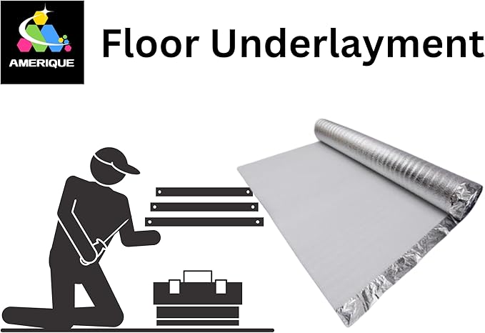 400SQFT AMERIQUE 2MM Premium Flooring Padding 3-in-1 Heavy Duty Foam Blue, 200SF/Roll, Pack of 2 Underlayment, with Tape & Vapor Barrier - Image 3