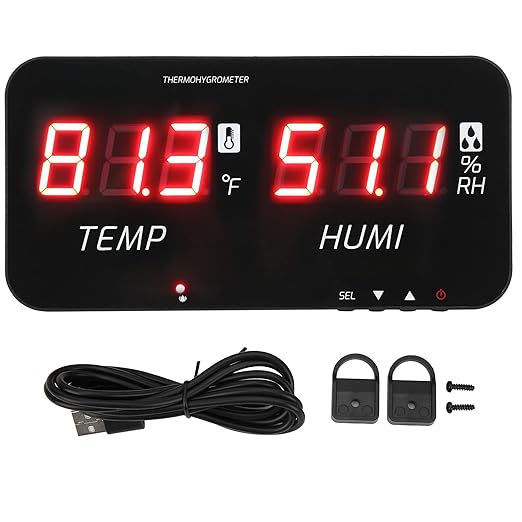 EVTSCAN 12 Inch Large Display Indoor Digital Hygrometer Thermometer, with Alarm Function, 2 Seconds Refresh High Accuracy Temperature Humidity Meter, for Home, Office, Greenhouse by EVTSCAN
