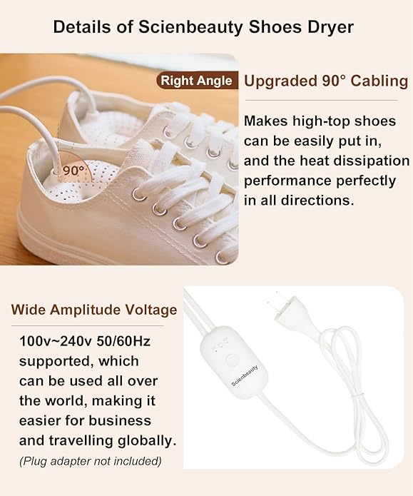 Scienbeauty Electric Shoe Dryers, Portable Boots Dryer Machine with 3/6/9 Hours Timer, Drying for Footwear, Socks, Ski Boots - Image 4
