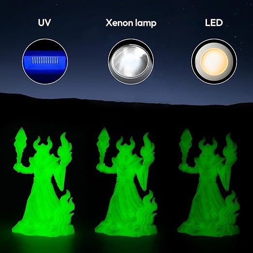 AMOLEN Glow in The Dark 3D Printer PLA Filament Christmas Bundle, Glow Filament Shiny Firefly Blue, Orange, Green and White, 1.75mm PLA Filament, Dimensional Accuracy +/- 0.02 mm, 200g X 4 Pack - Image 3