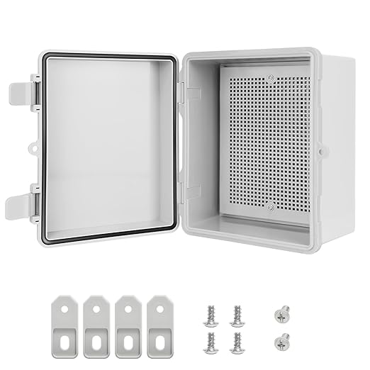 Junction Box ABS Plastic IP65 Waterproof Dustproof Universal Electrical Enclosure, Hinged Shell Outdoor and Indoor Usage Project Box, 8.7"x 6.7" x 4.3"(220x170x110mm), Grey by LMioEtool
